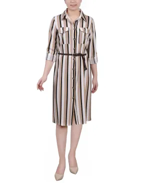 3/4 Roll Tab Sleeve Shirtdress