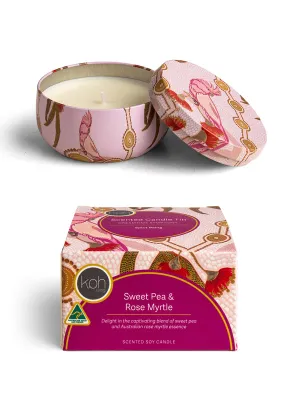 Aboriginal Scented Sweet Pea & Rose Myrtle Candle Tin