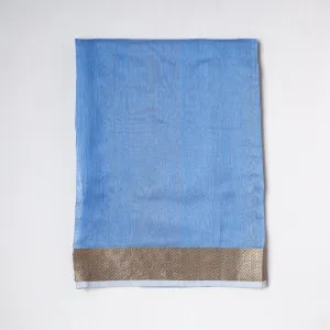 Blue - Traditional Chanderi Silk Handloom Precut Fabric (0.9 meter)