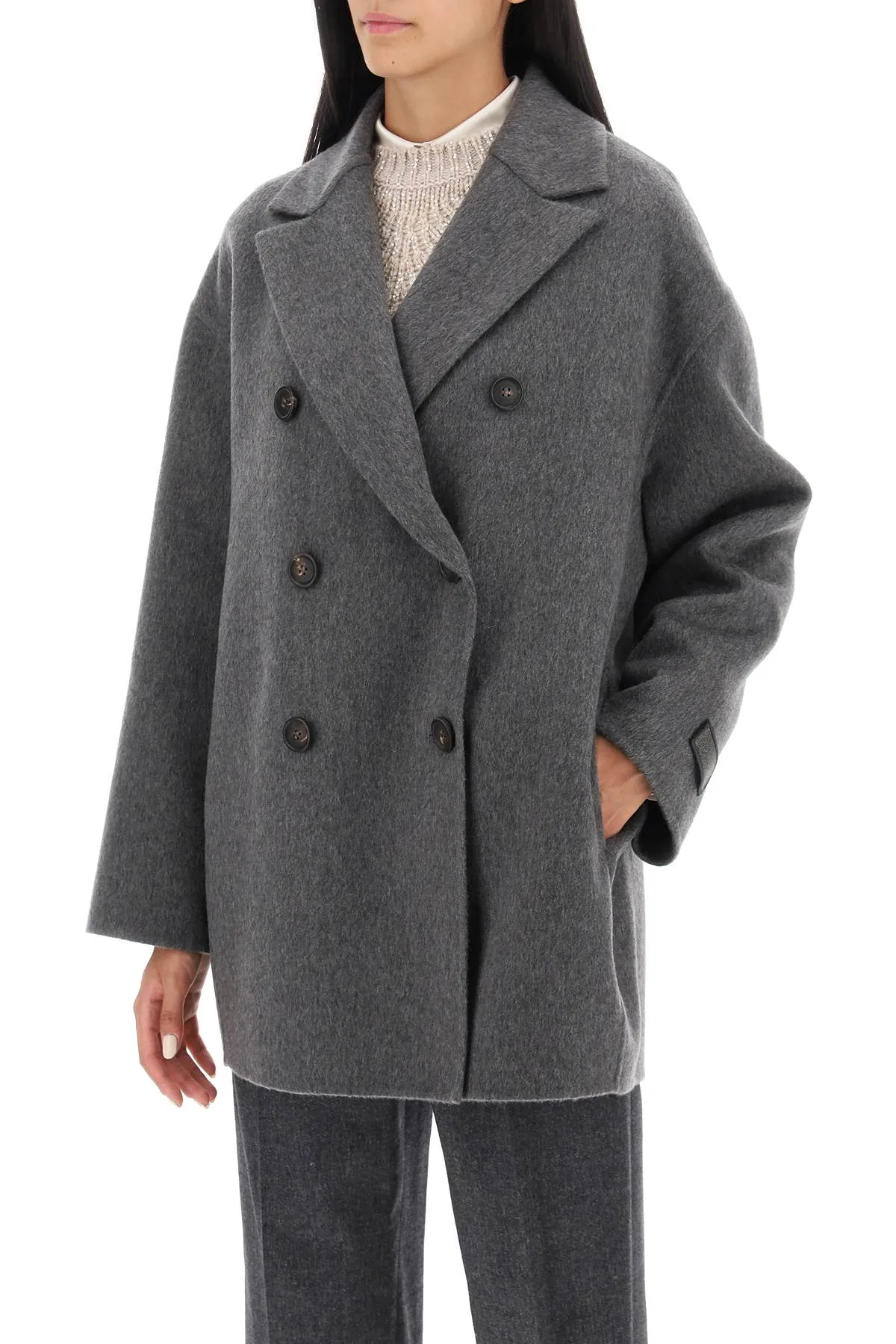 Brunello Cucinelli Cashmere Beaver Peacoat (Size - 46)