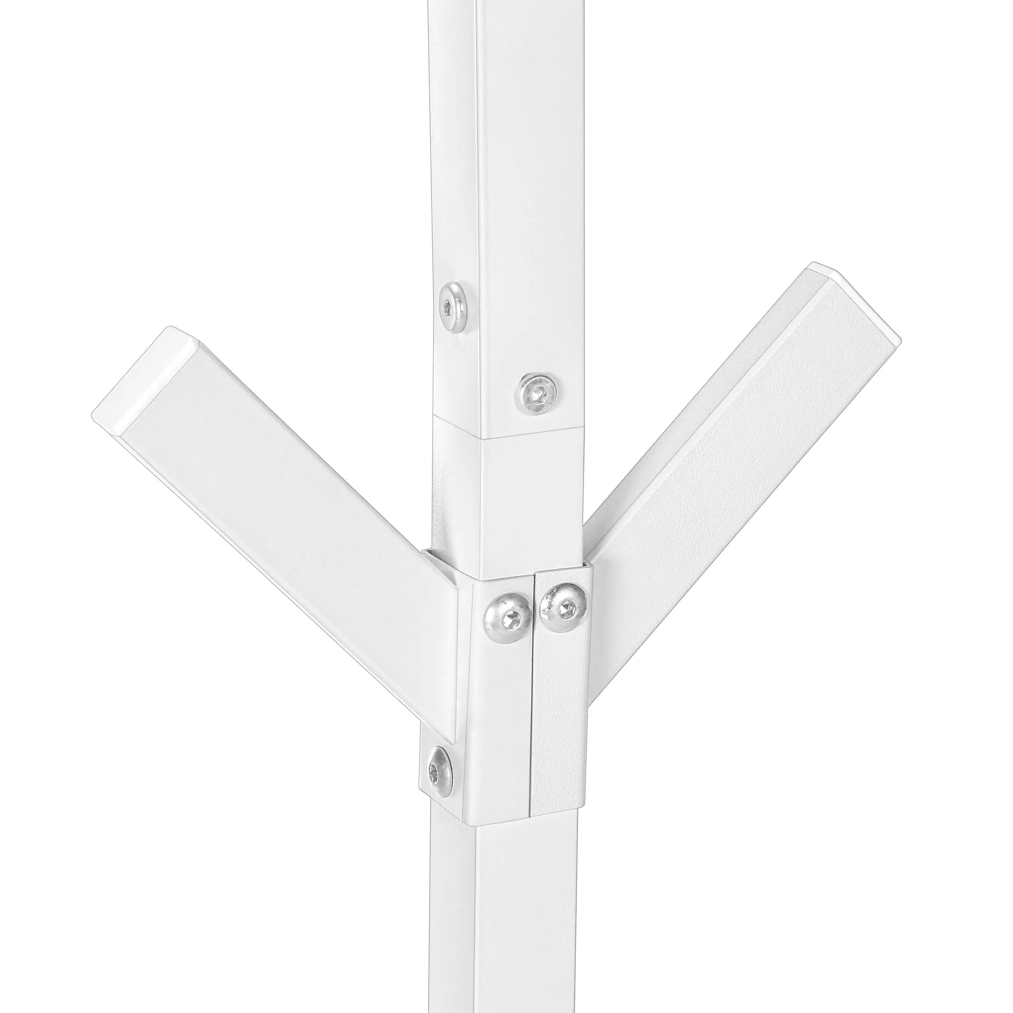 Coat Rack, Hall Tree, Free Standing, 8 Hooks, Entryway, 70"h, Bedroom, White Metal, Contemporary, Modern