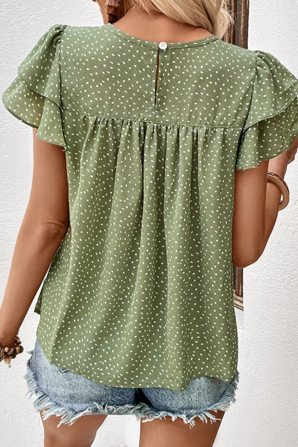 d Neck Puff Sleeve Blouse