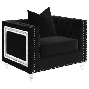 Delilah Upholstered Tufted Tuxedo Arm Chair Black