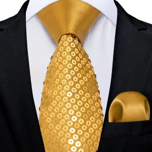 DiBanGu Gold Tie Unisex Sparkling Sequin Tie Men's Women's Stage Show Sequin Tie