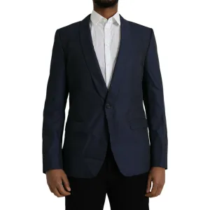 Dolce & Gabbana Blue MARTINI Shawl Single Breasted Blazer