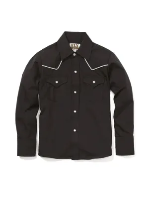 Ely & Walker Kid´s Long Sleeve Solid Western With Piping Black Shirt