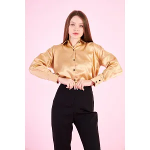 Gold Button Down Satin Shirt