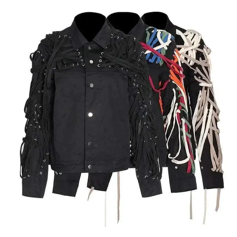 Lapel Single Breasted Stereo Strapping Drawstring Jacket