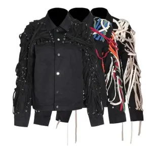 Lapel Single Breasted Stereo Strapping Drawstring Jacket