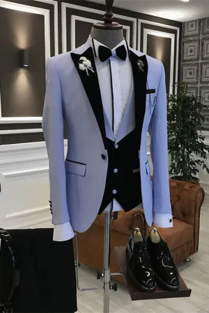 Light Purple Peaked Lapel Three Pieces Prom Suits for Men