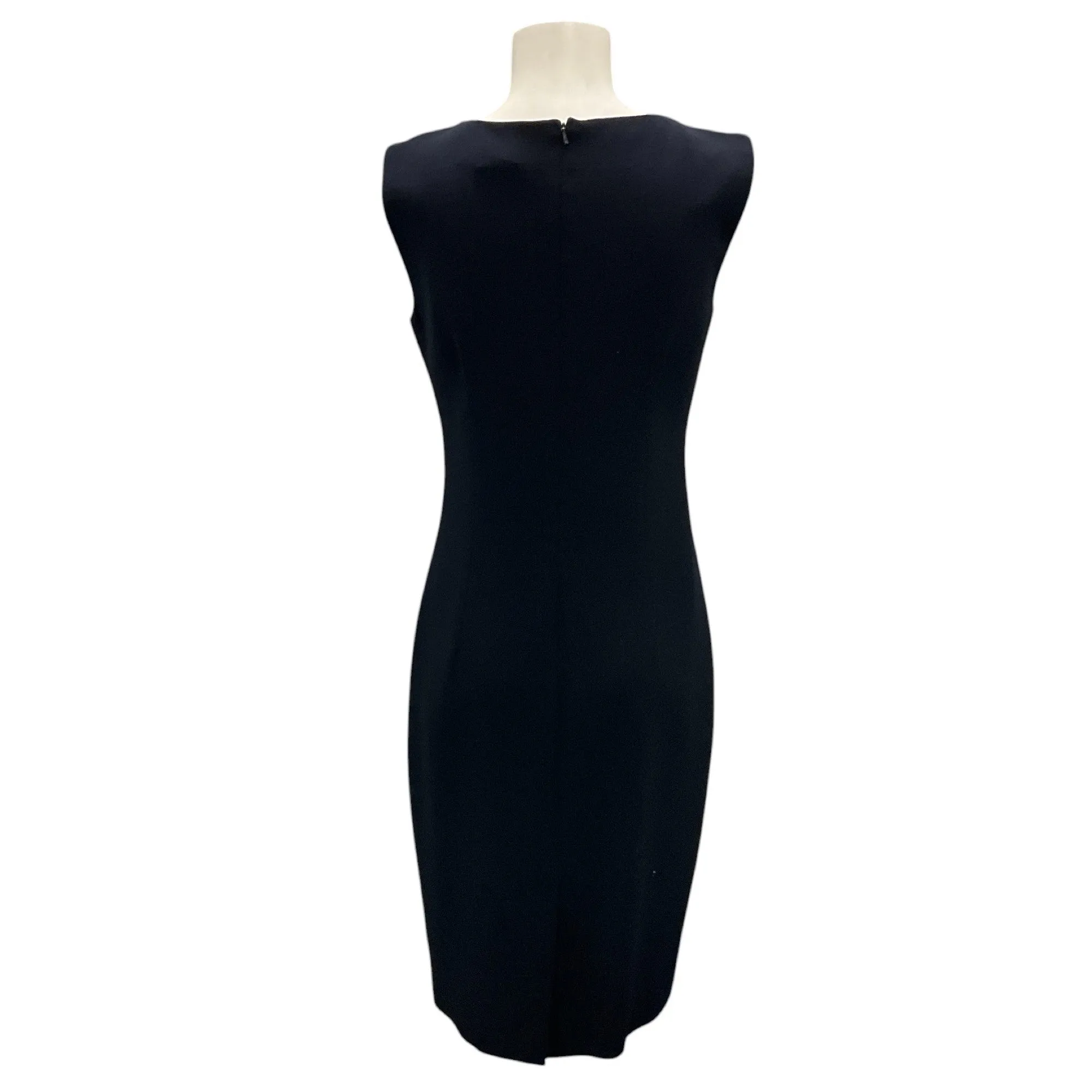 Max Mara Navy Blue Sleeveless Wool Shift Dress