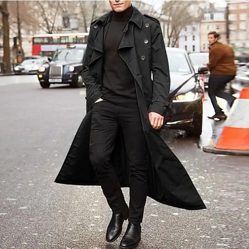 Men Overcoat Vintage Long Trench Coat Men new Jacket Coats Mens Business black Casual Long Solid Windbreak Coat Autumn Outwear