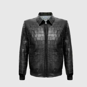 New High Quality Crocodile Mens Leather Jacket