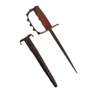 Original U.S. WWI UNISSUED M1917 Trench Knife by L.F. & C dated 1917 With Cardboard Shipping Tube and Scabbard by Jewell dated 1918