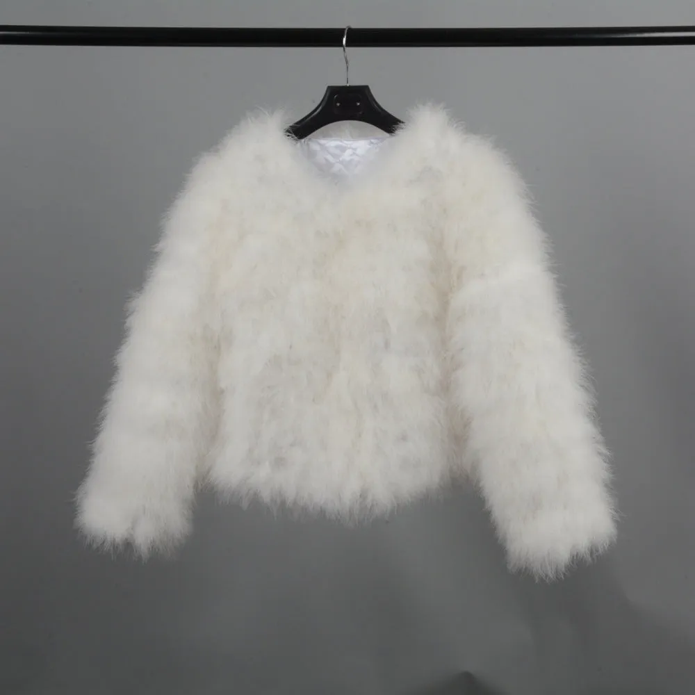 Ostrich Feather Jacket - White