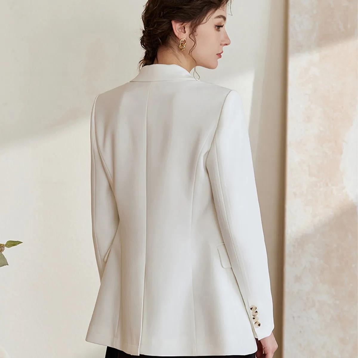 Radiant White Double-Breasted Blazer