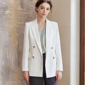 Radiant White Double-Breasted Blazer