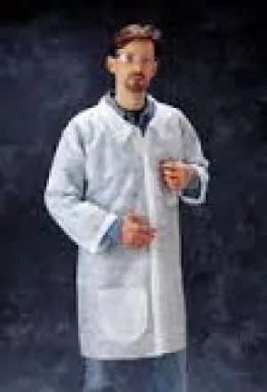 Radnor 2X White Spunbond Polypropylene Disposable Labcoat With Snap Front Closure