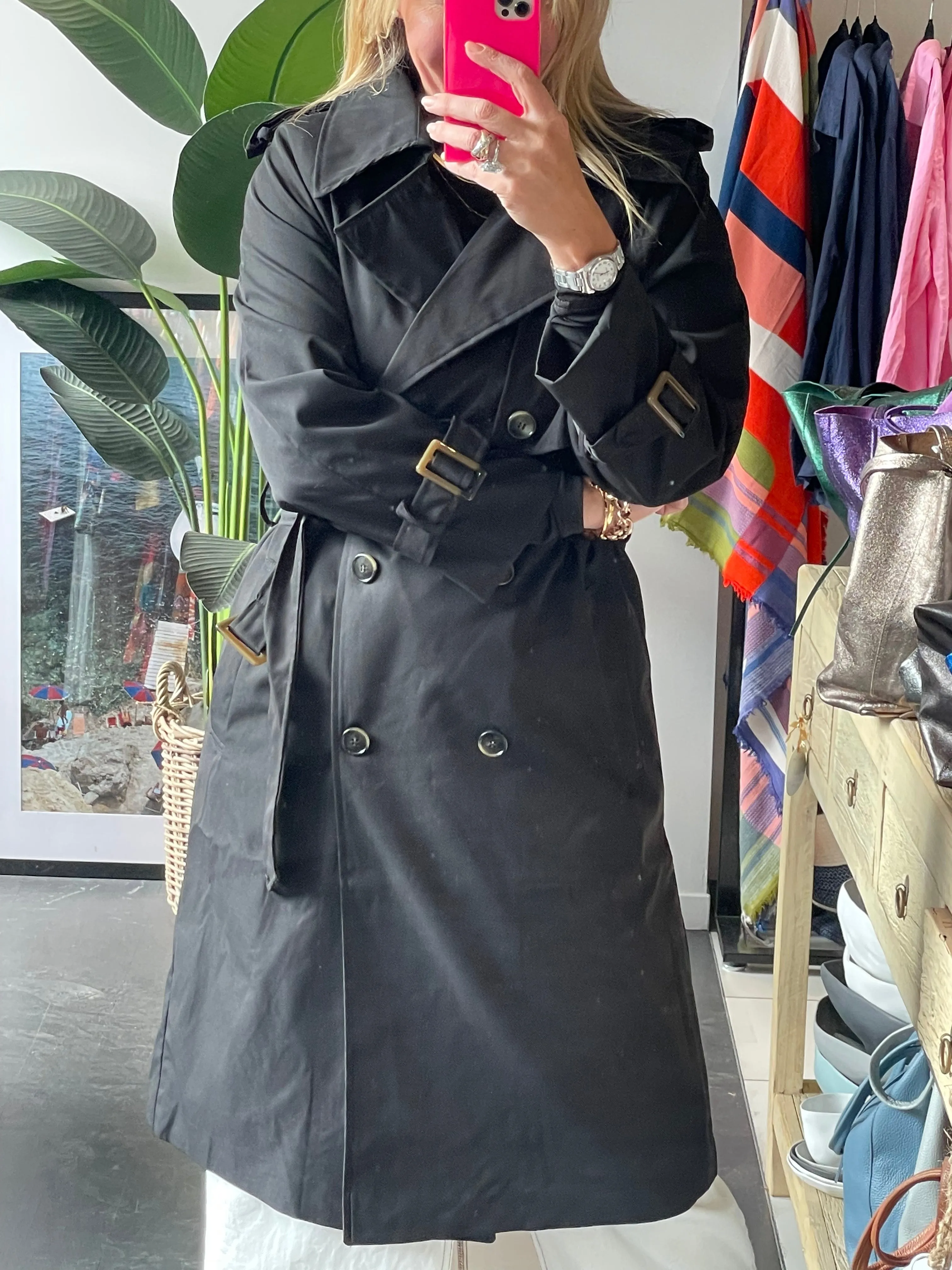 Relaxed Trench Jacket Coat - black