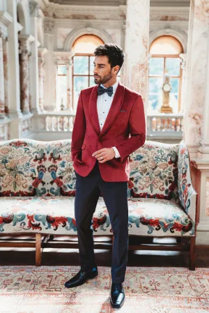 Ruby Red Venice Velvet Slim Fit Tuxedos