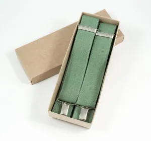 SAGE GREEN linen suspenders Adjustable Y- Back Suspenders - ADULT Baby Boys Kids Children Mens Groom Page Boy Wedding