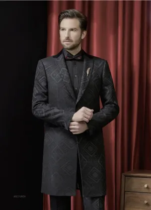 Tuxedo Black Textured Jacquard Coat / Style Number J39163/200