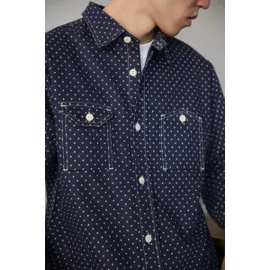 Wabash Star Print Work Shirt - Indigo Vintage Inspired Long Sleeve Shirt