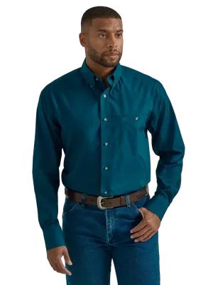 Wrangler Men's George Strait Button Down Teal Shirt