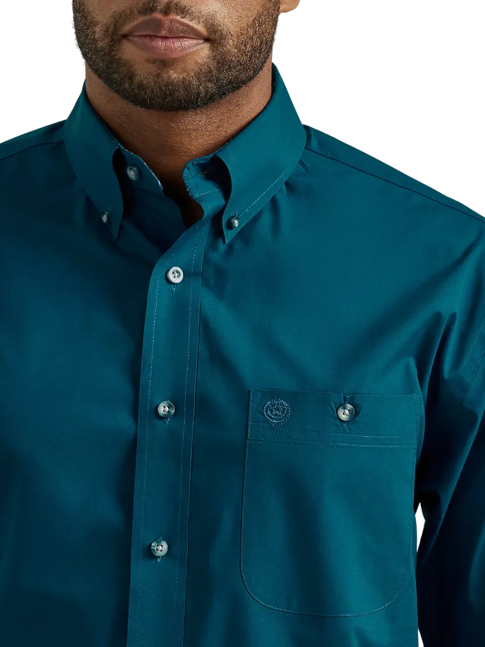 Wrangler Men's George Strait Button Down Teal Shirt